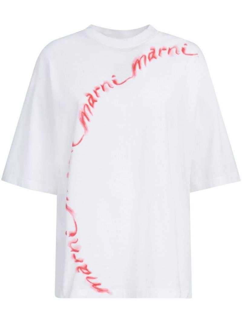 Marni logo-print cotton T-shirt - White von Marni