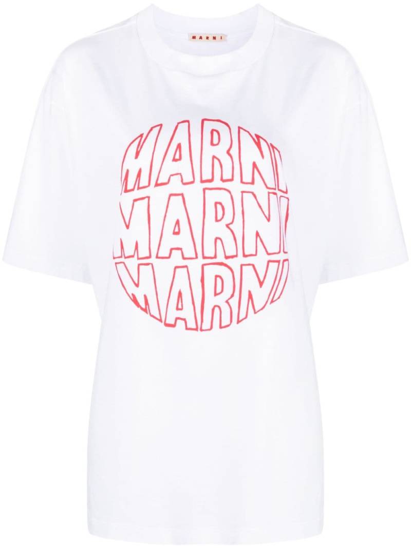 Marni logo-print cotton T-shirt - White von Marni