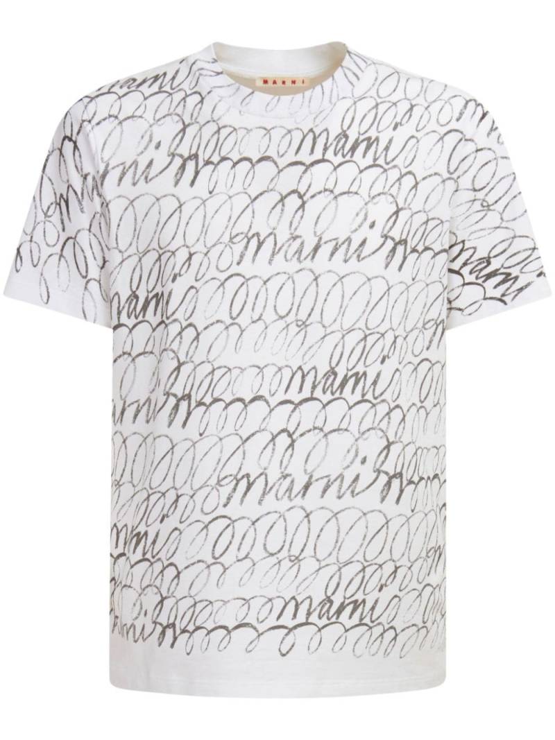 Marni logo-print cotton T-shirt - White von Marni