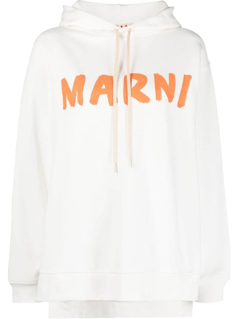 Marni logo-print cotton hoodie - White von Marni