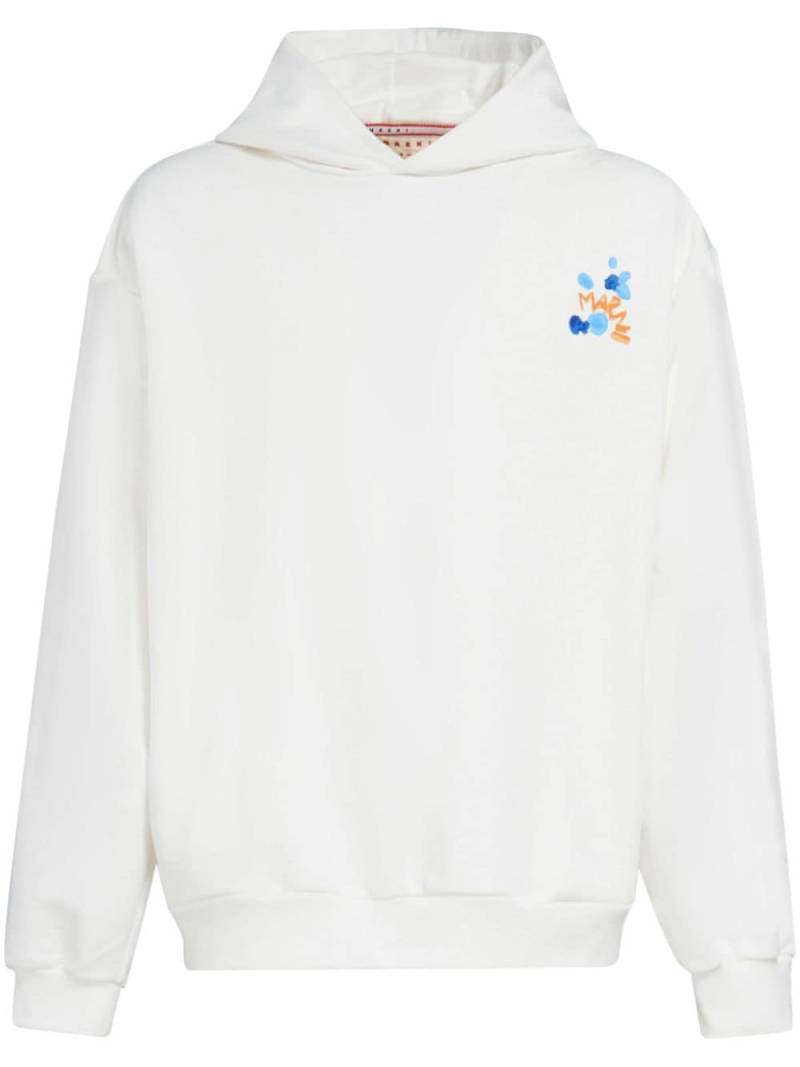 Marni logo-print cotton hoodie - White von Marni