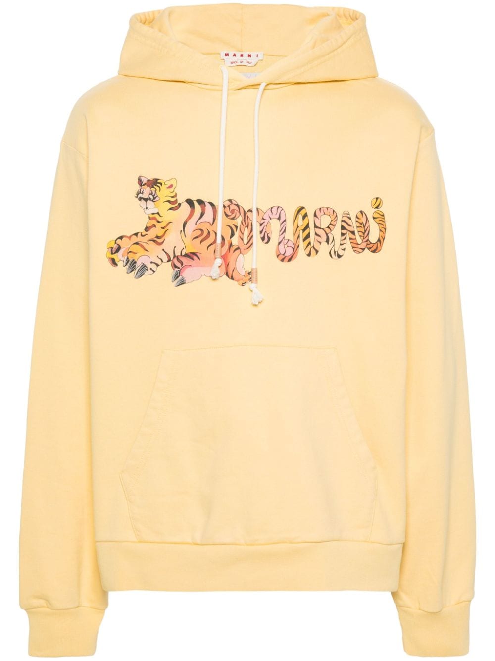 Marni logo-print cotton hoodie - Yellow von Marni