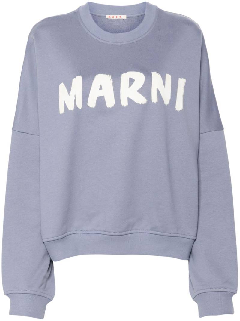 Marni logo-print cotton sweatshirt - Blue von Marni