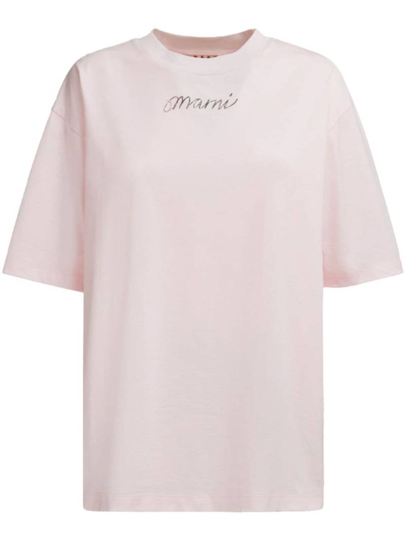 Marni logo print cotton t-shirt - Pink von Marni