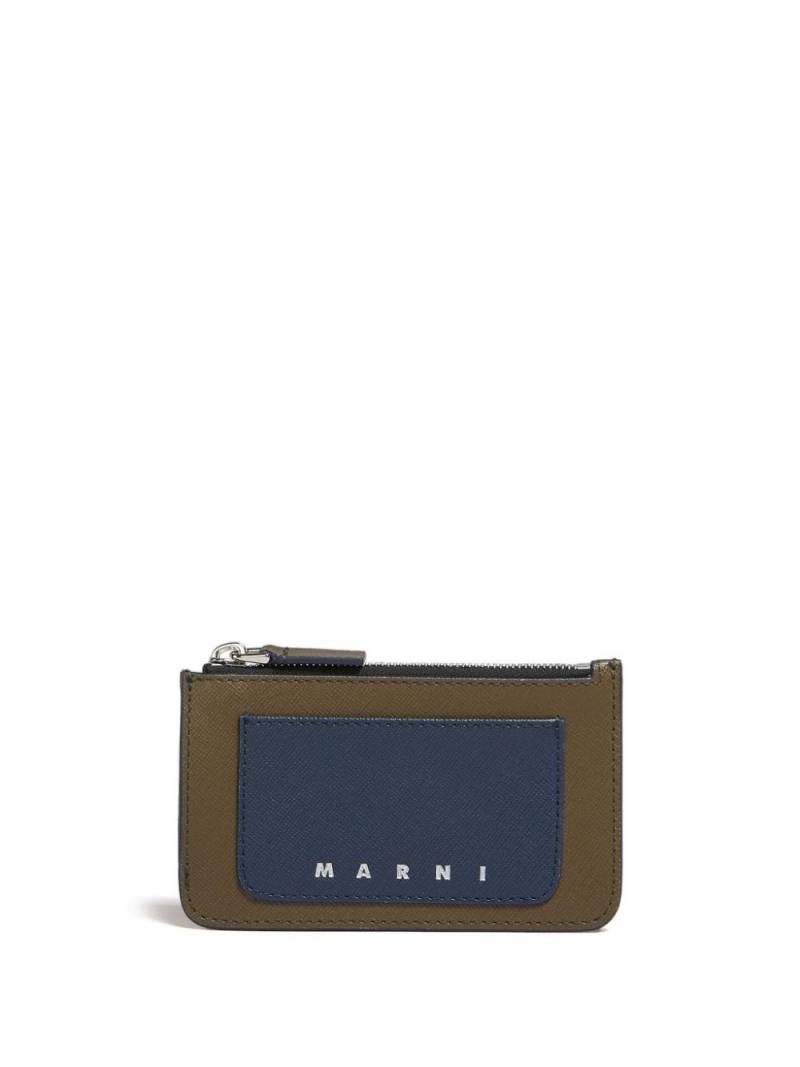 Marni logo-print leather cardholder - Blue von Marni