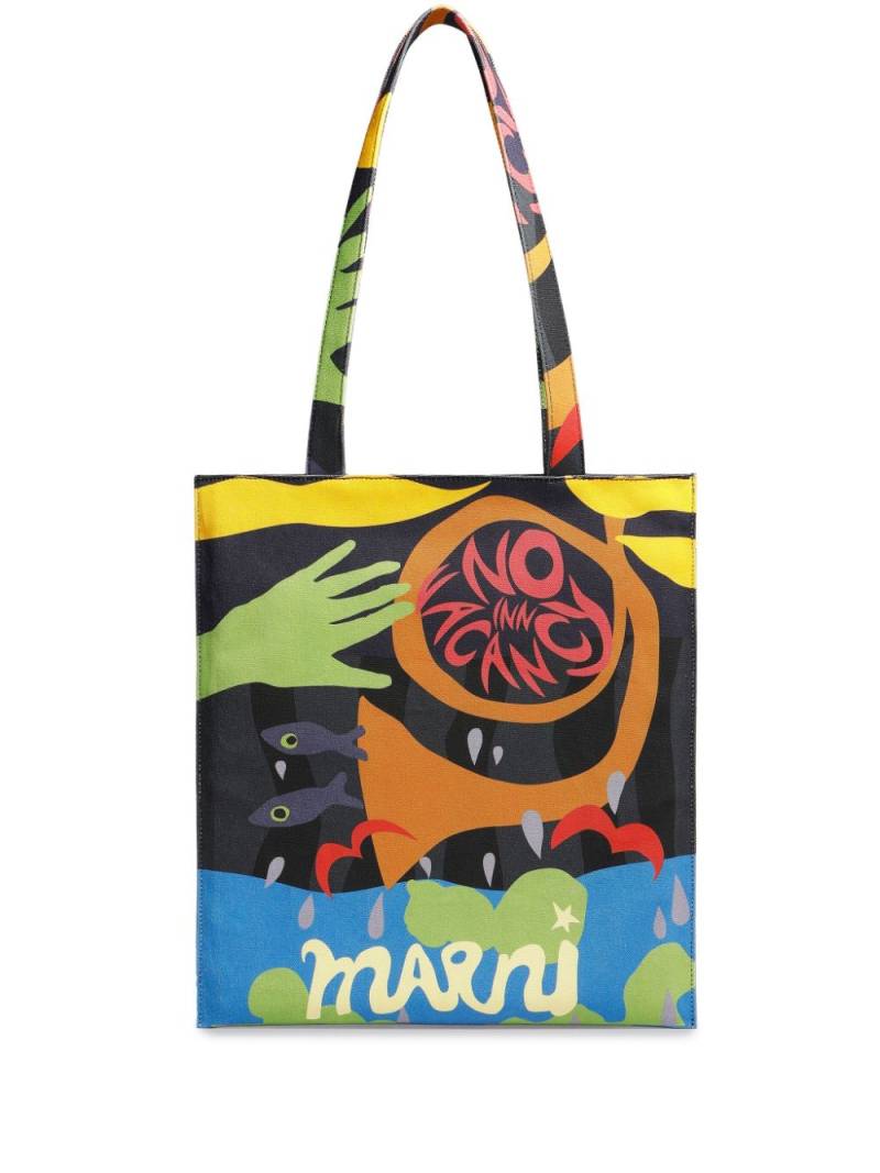 Marni logo-print tote bag - Black von Marni