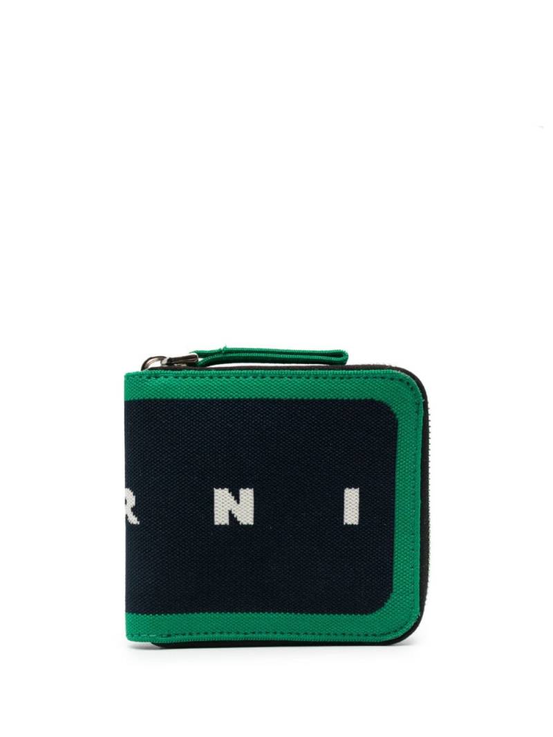 Marni logo-print zipped cotton wallet - Blue von Marni