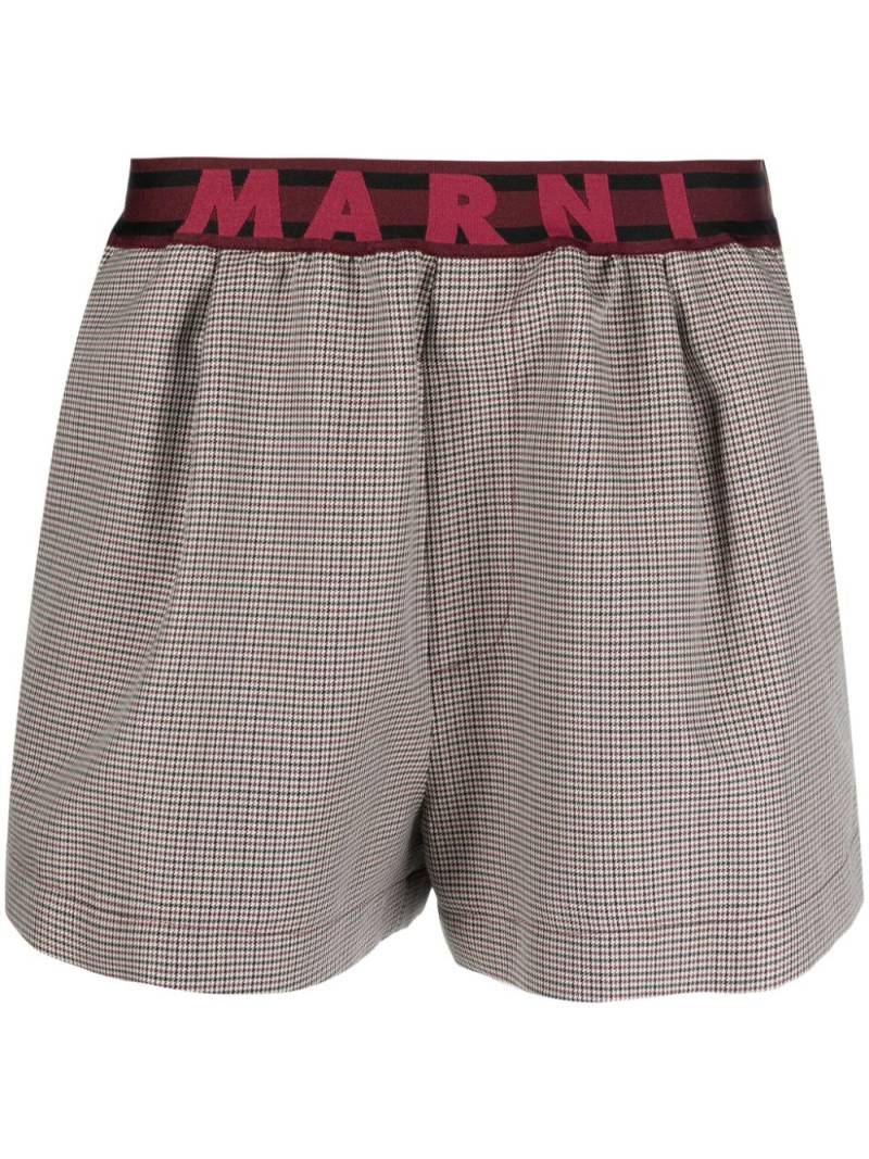 Marni logo-waistband checked shorts - Neutrals von Marni