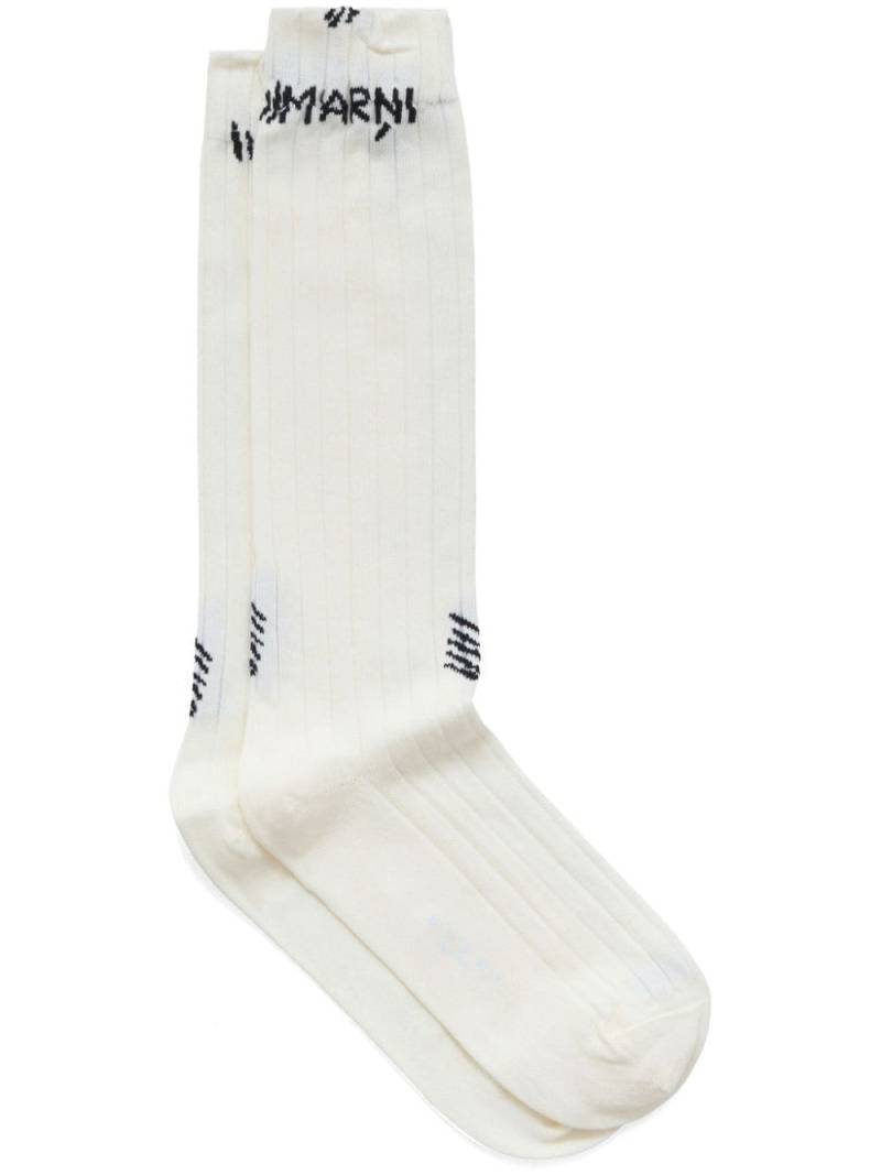 Marni logo woven ribbed socks - White von Marni