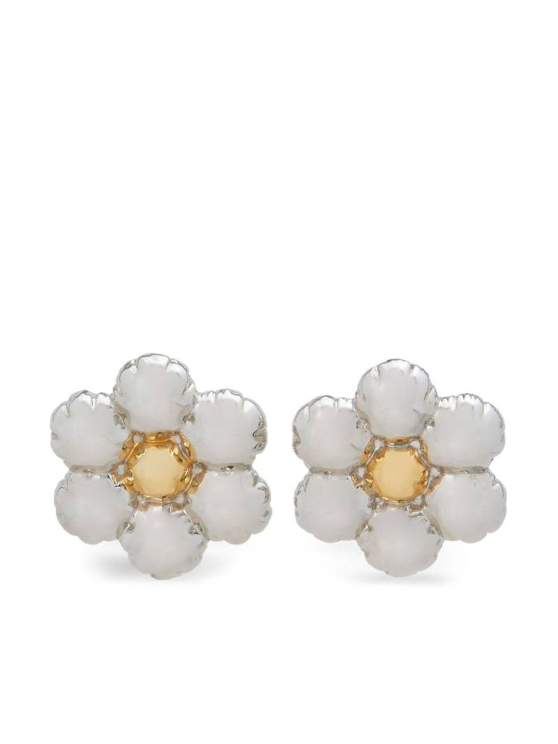 Marni metallic floral clip earrings - Silver von Marni