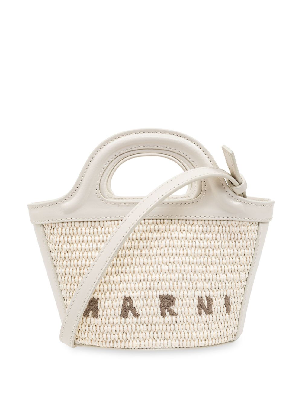 Marni micro Tropicalia logo-embroidered tote bag - White von Marni