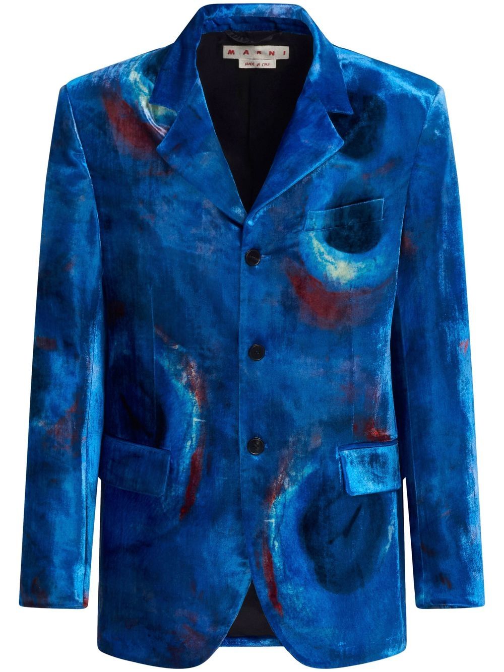 Marni painterly-print single-breasted blazer - Blue von Marni