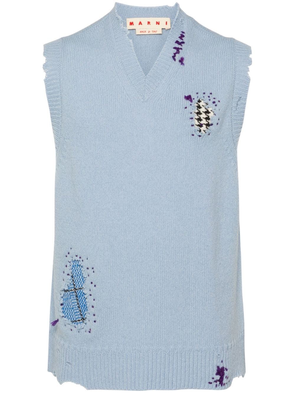 Marni patch-detail virgin wool vest - Blue von Marni