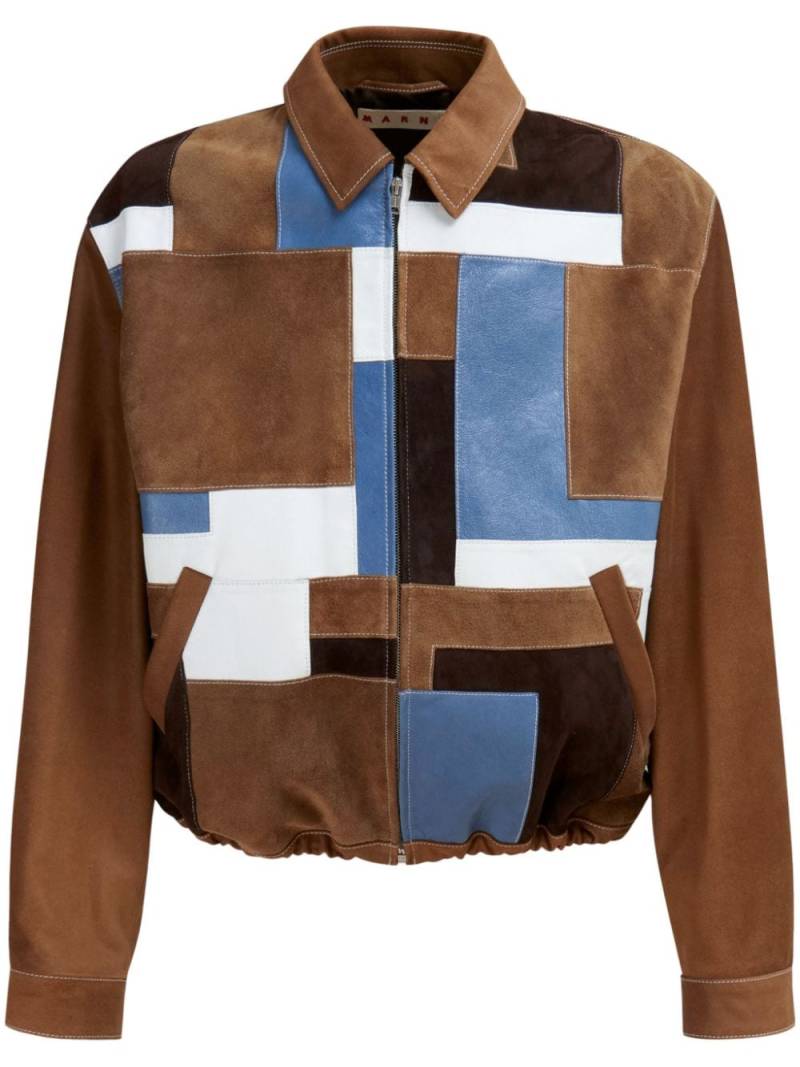 Marni patchwork-design leather jacket - Brown von Marni