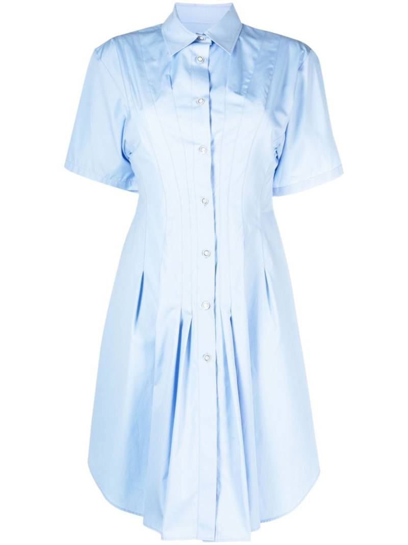 Marni pleat-detailing flared cotton shirtdress - Blue von Marni