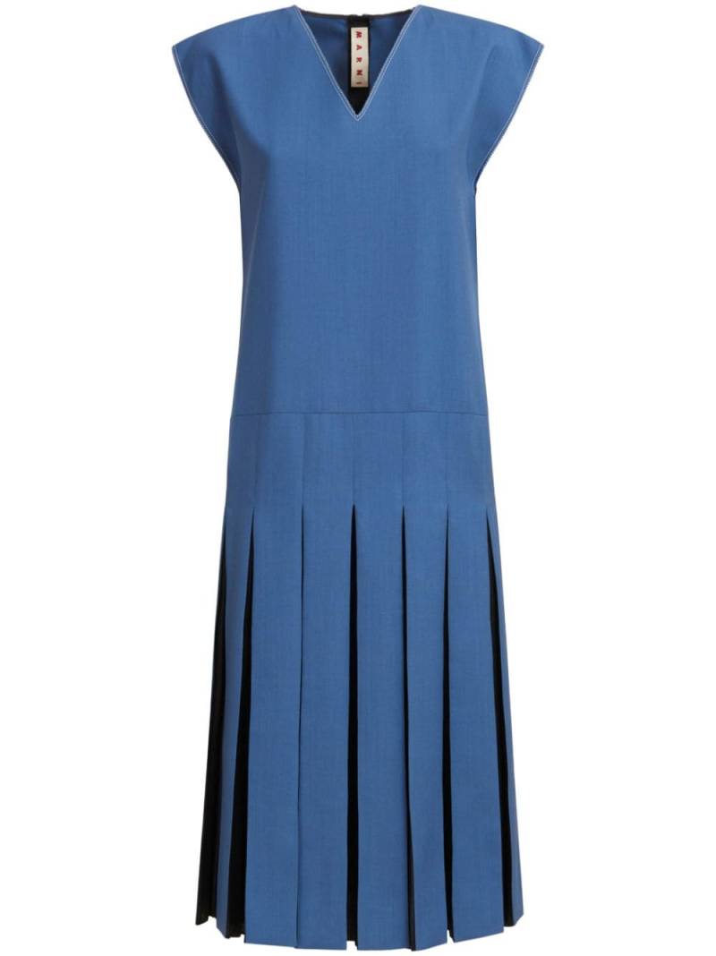 Marni pleated twill midi dress - Blue von Marni