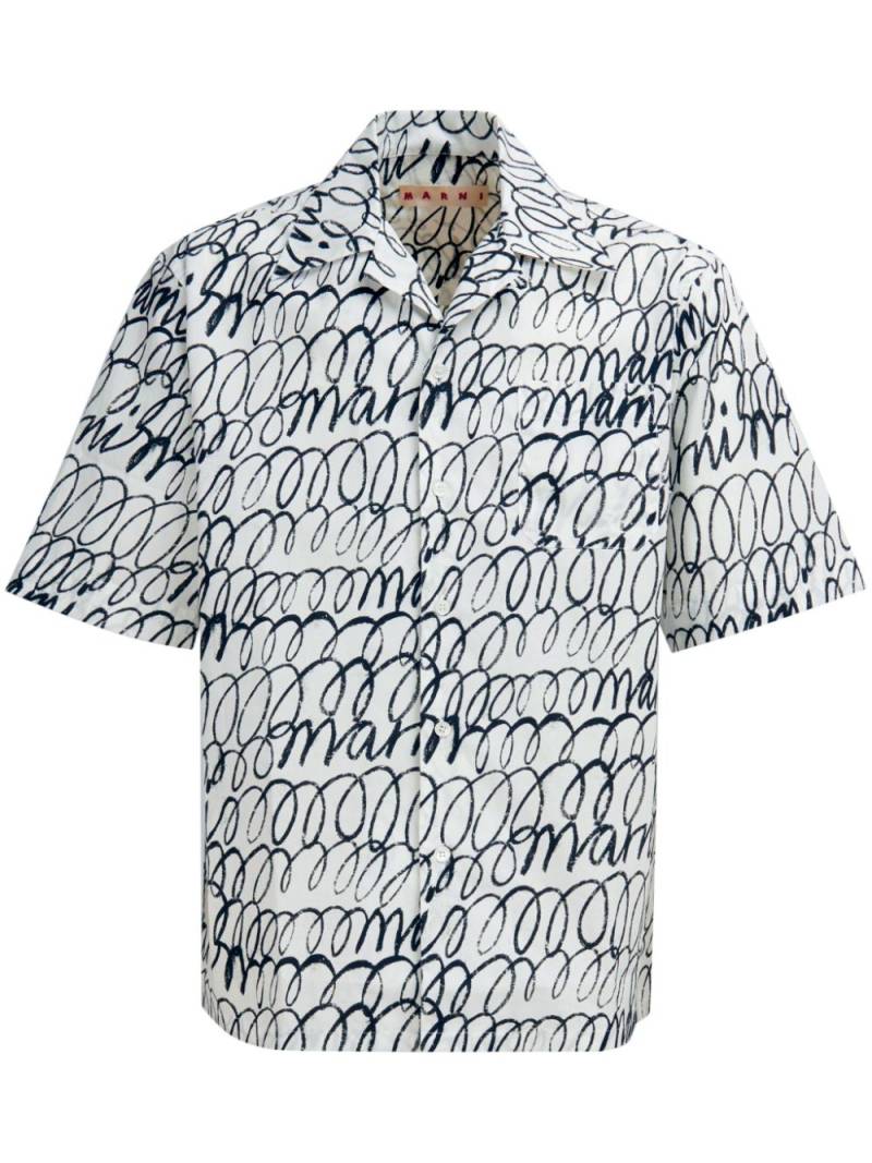 Marni scribble-print short-sleeve cotton shirt - White von Marni