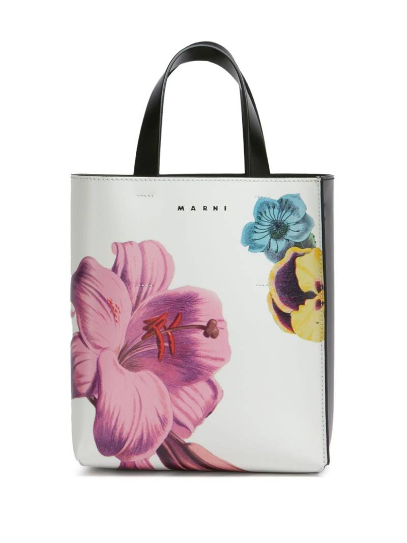 Marni small Museo floral-print tote bag - White von Marni