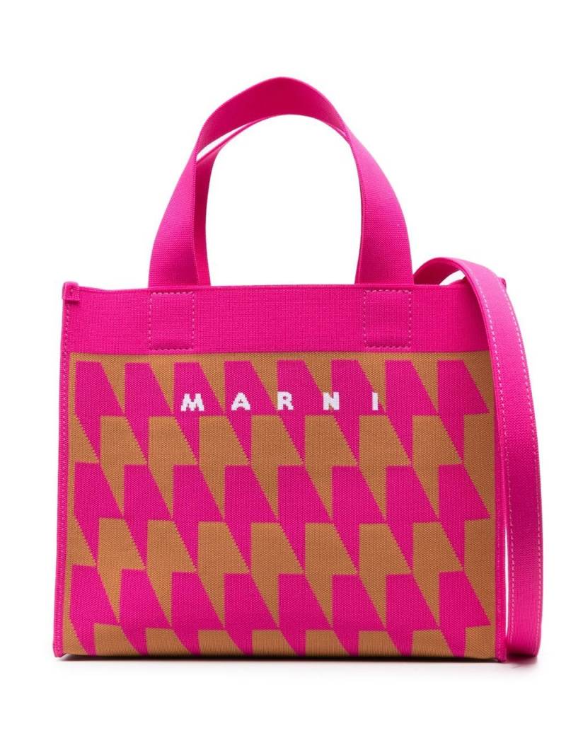 Marni small houndstooth-print tote bag - Pink von Marni