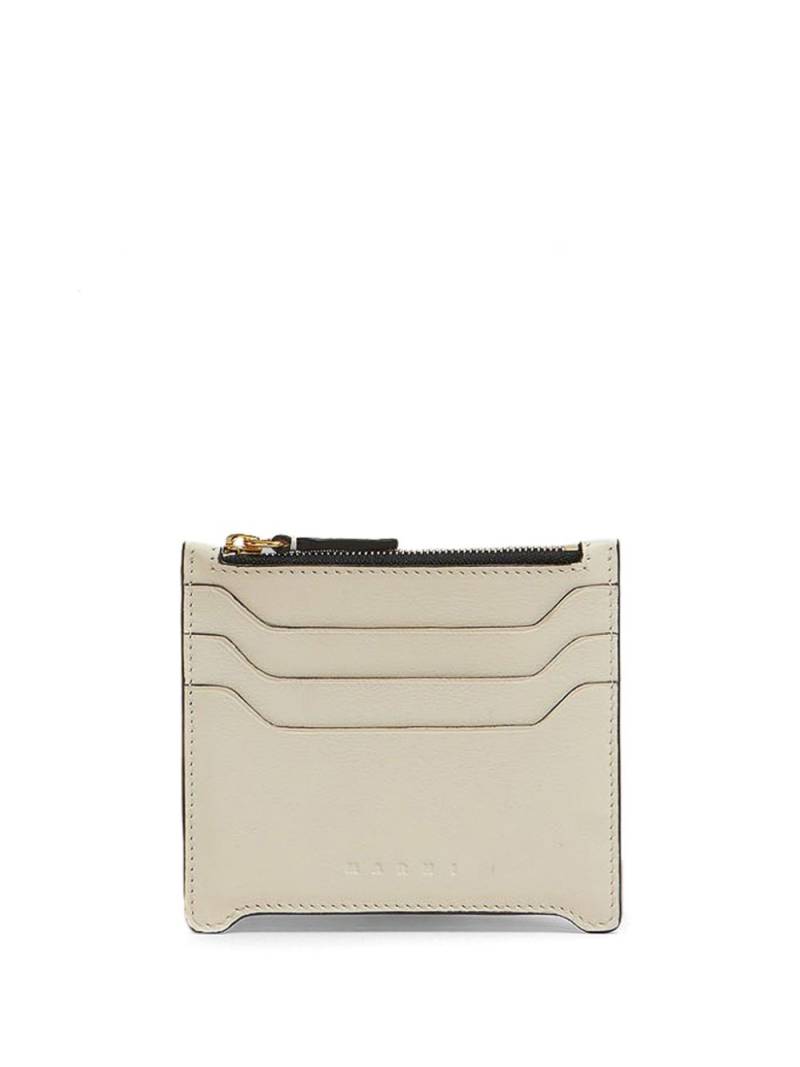 Marni small zipped leather card case - Neutrals von Marni