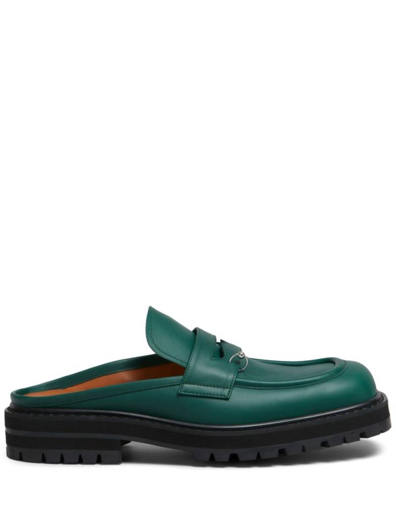 Marni square-toe leather slippers - Green von Marni