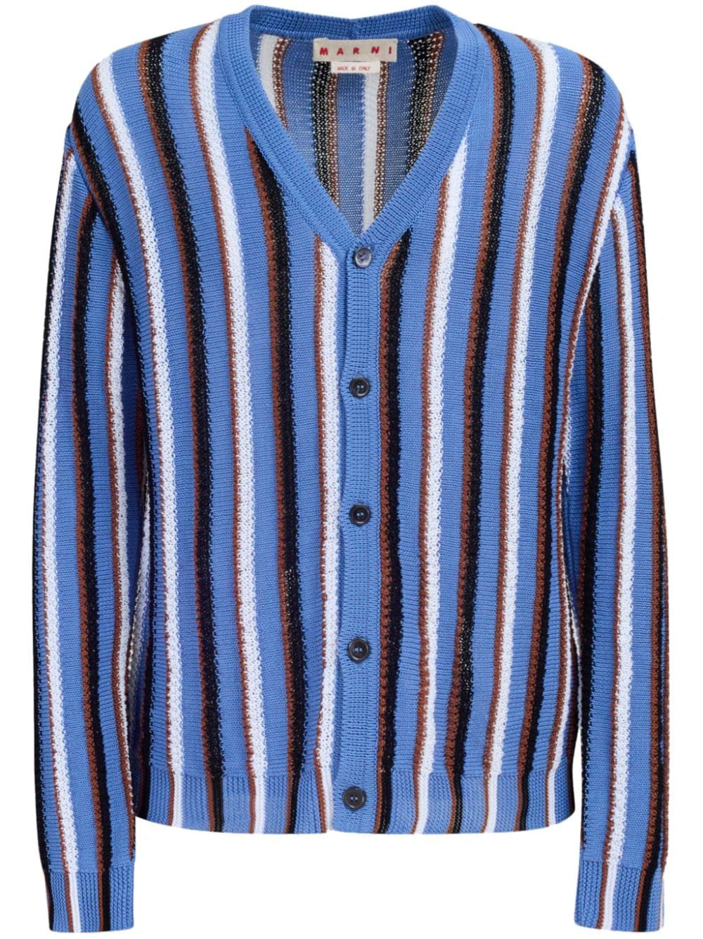 Marni stripe-pattern V-neck cotton cardigan - Blue von Marni