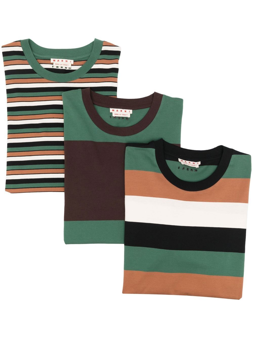 Marni striped crew neck T-shirt - Green von Marni