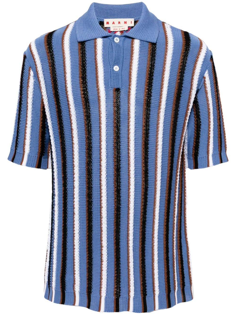 Marni striped crochet polo shirt - Blue von Marni