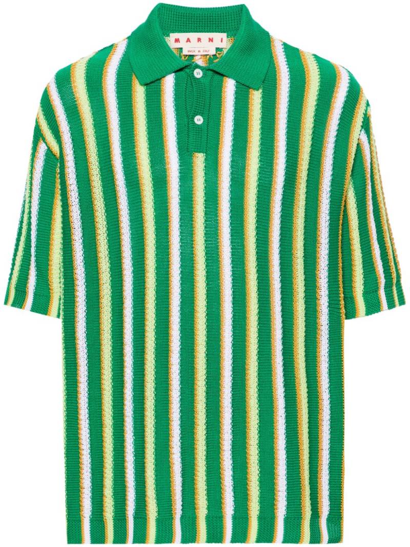 Marni striped crochet polo shirt - Green von Marni