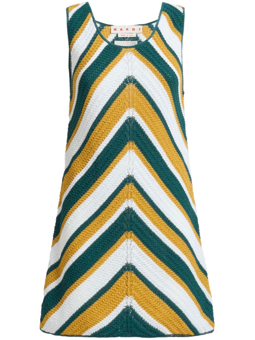 Marni striped knitted cotton mini dress - Green von Marni