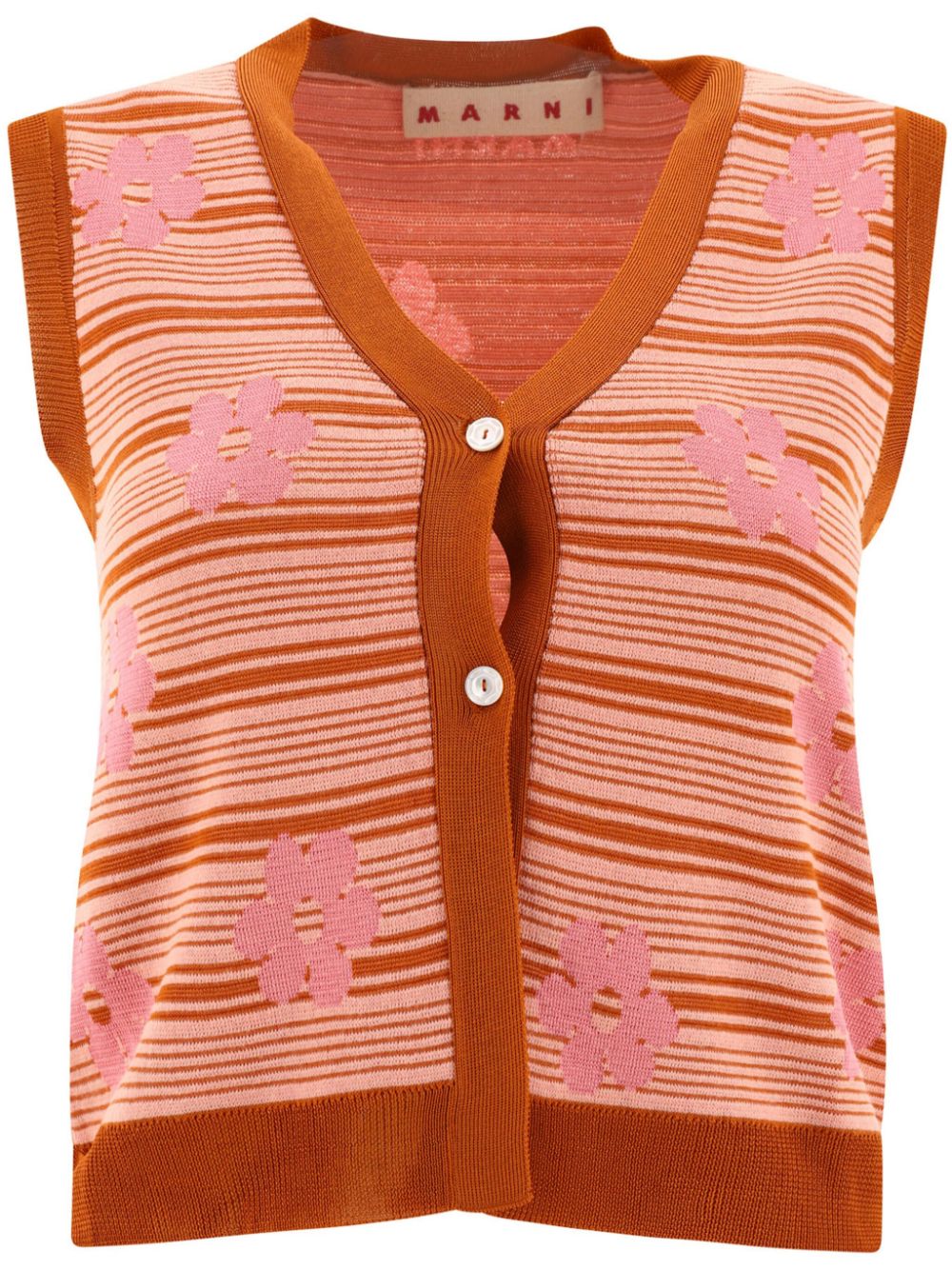 Marni striped knitted cotton vest - Pink von Marni