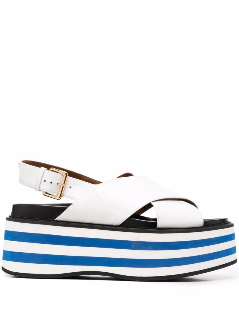 Marni striped wedge-heel sandals - White von Marni