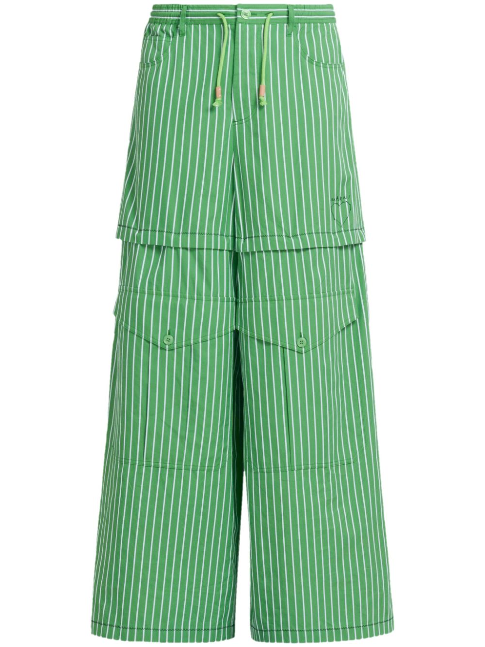 Marni striped wide-leg cotton trousers - Green von Marni