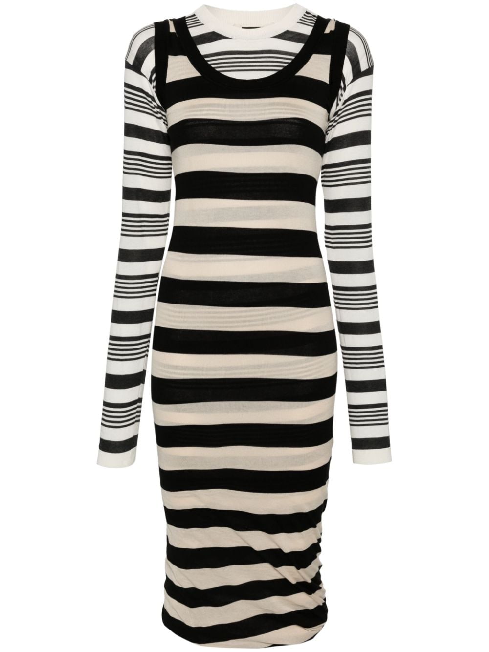 Marni stripes cotton midi dress - White von Marni