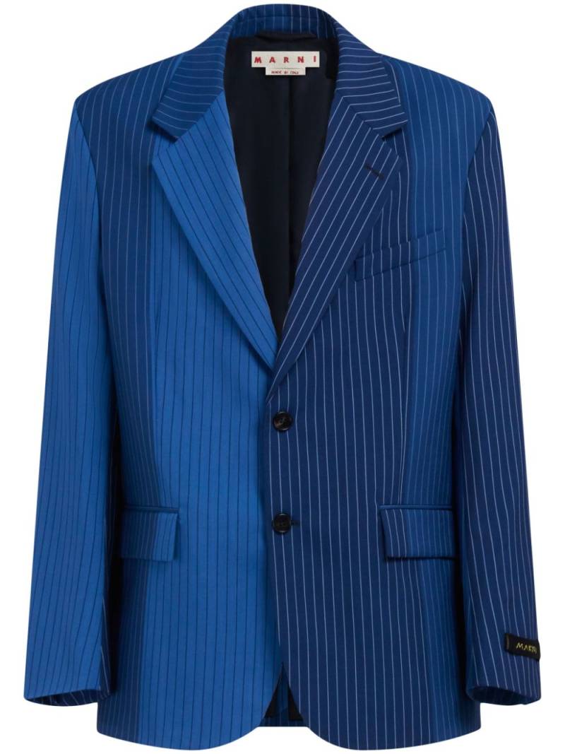 Marni two-tone pinstriped wool blazer - Blue von Marni