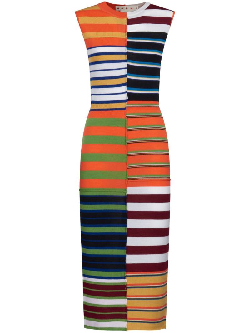 Marni patchwork knitted midi dress - Orange von Marni