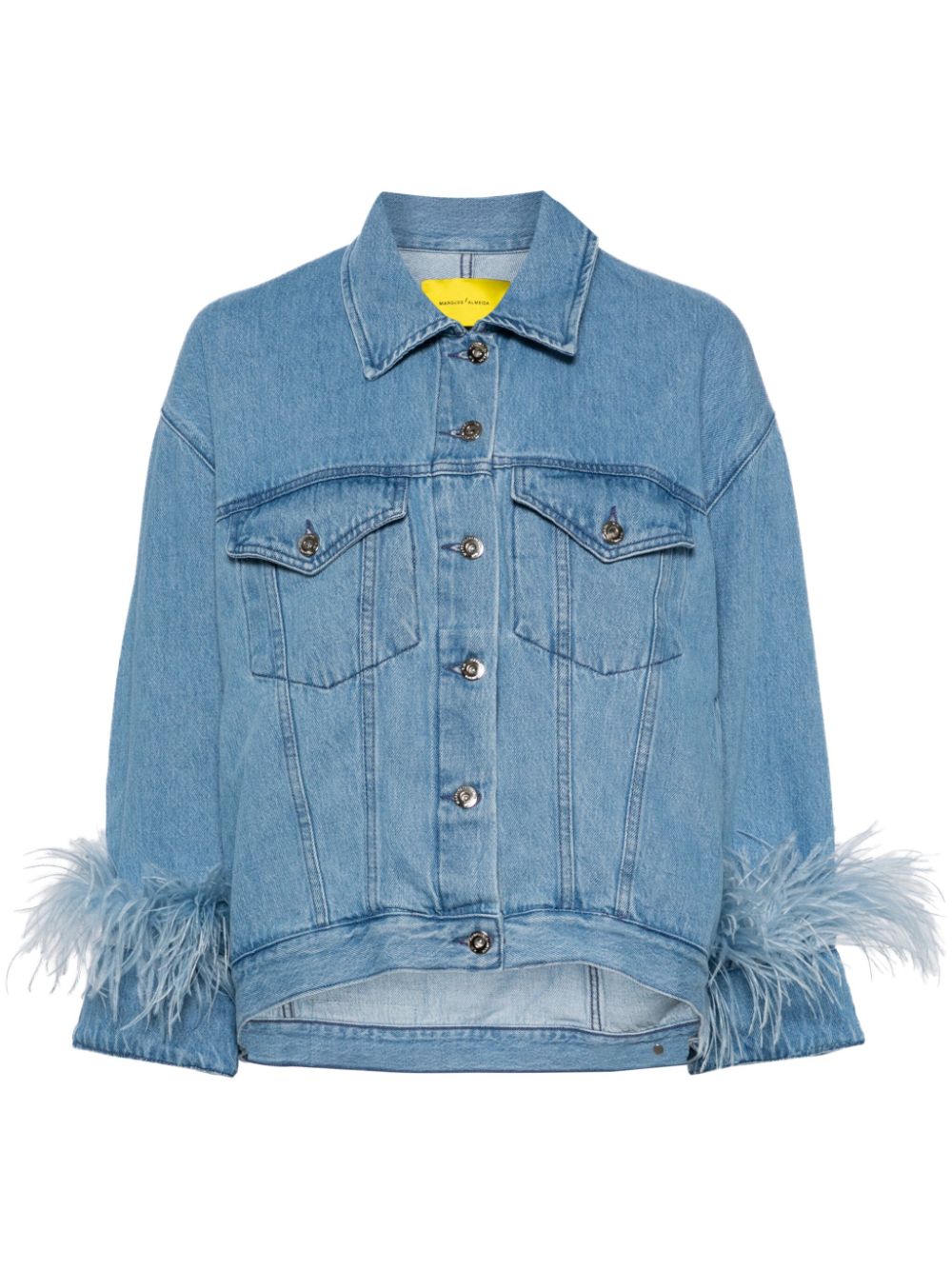 Marques'Almeida feather-cuff denim jacket - Blue von Marques'Almeida