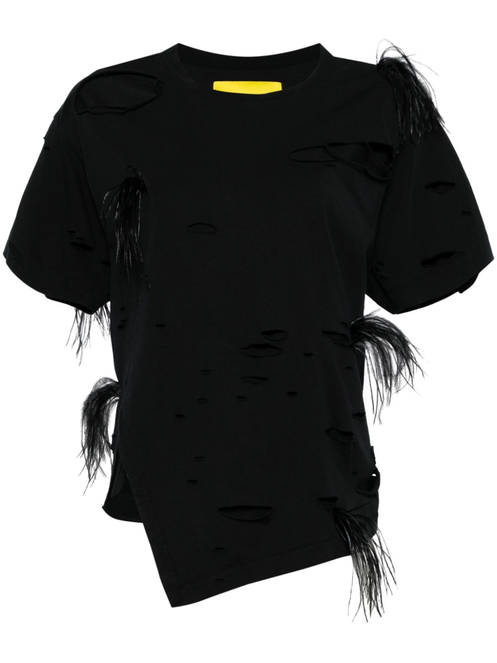 Marques'Almeida feather-trim distressed T-shirt - Black von Marques'Almeida