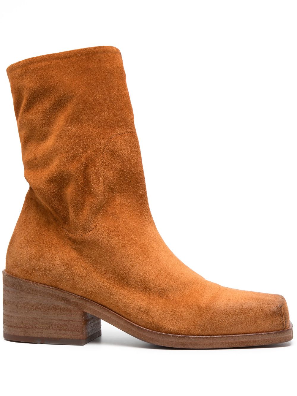 Marsèll square-toe suede calf-high boots - Orange von Marsèll