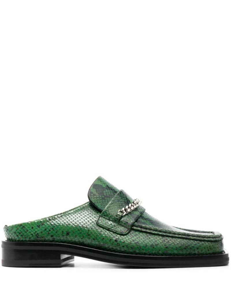 Martine Rose crocodile-effect square-toe mules - Green von Martine Rose