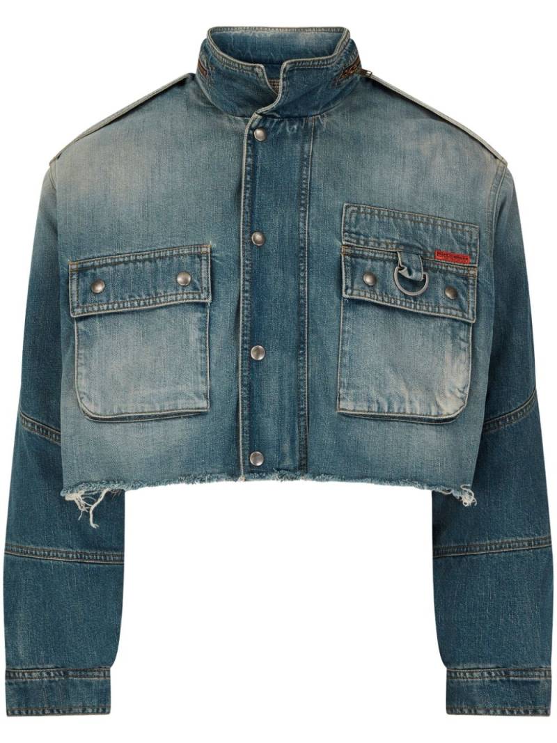 Martine Rose logo-patch denim cropped jacket - Blue von Martine Rose