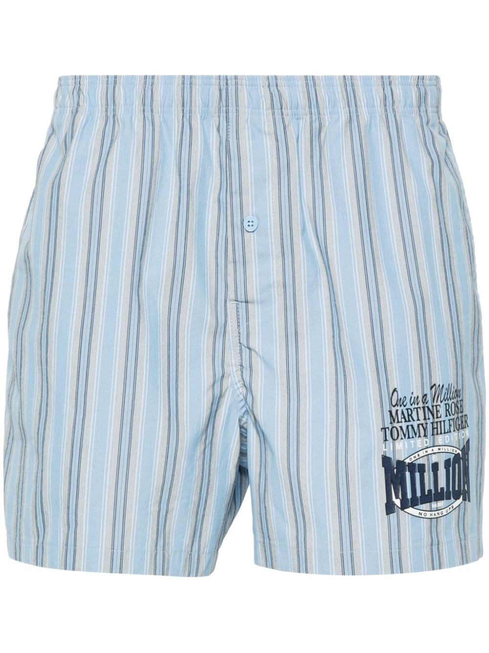 Martine Rose x Tommy Jeans logo-print striped shorts - Blue von Martine Rose