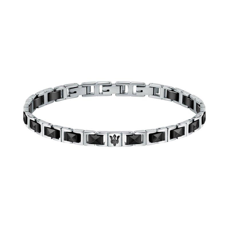 Herrenarmband Stahl Und Schwarze Keramik Damen Schwarz 22cm von Maserati