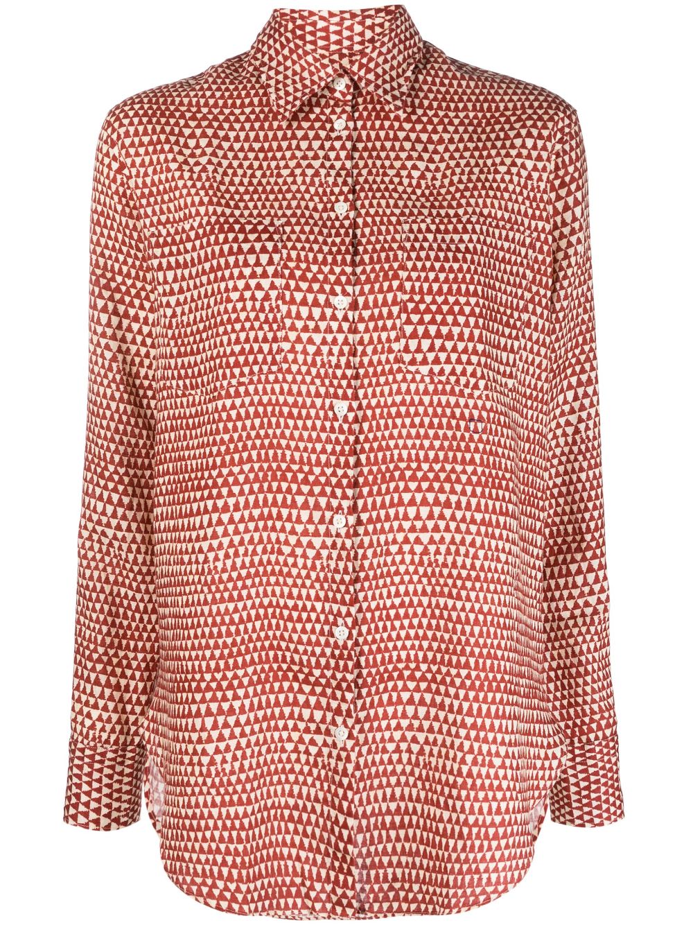 Massimo Alba linen graphic-print shirt - Red von Massimo Alba