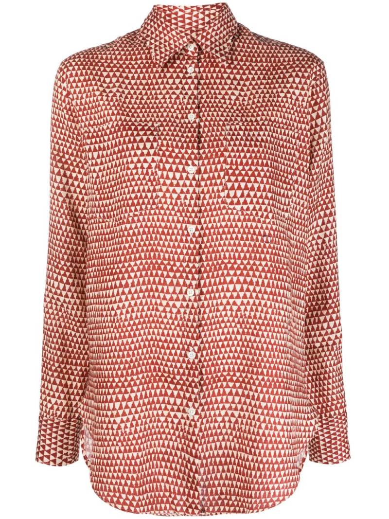 Massimo Alba linen graphic-print shirt - Red von Massimo Alba