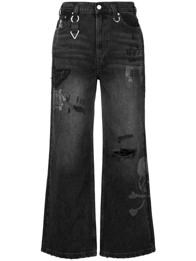 Mastermind Japan skull-embroidery flared jeans - Black von Mastermind Japan