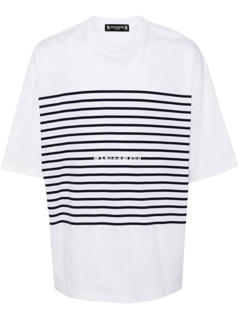 Mastermind Japan stripe-print cotton T-shirt - White von Mastermind Japan