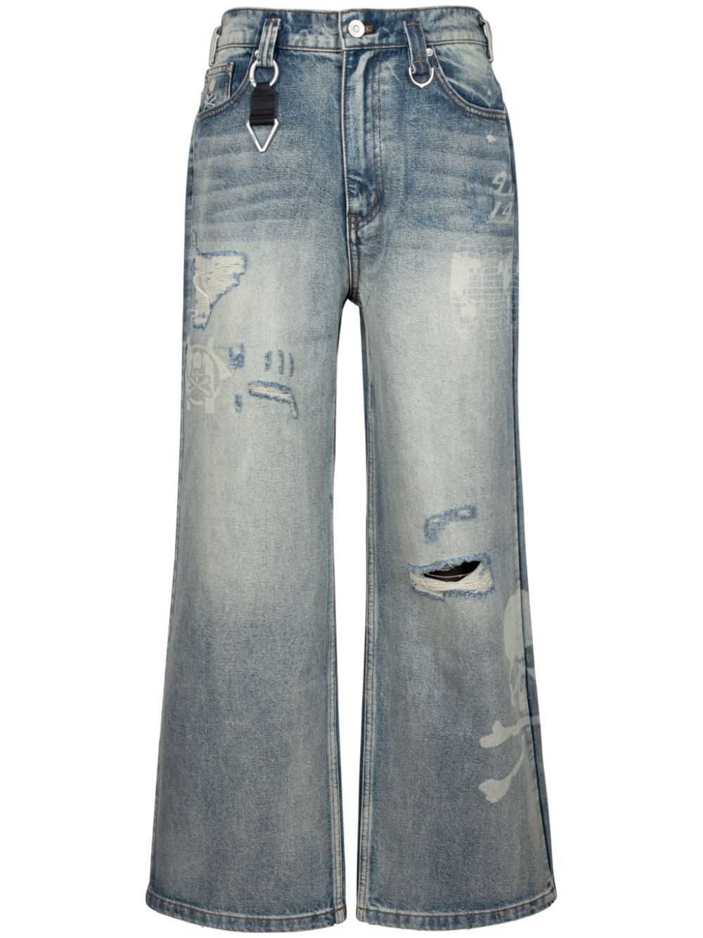 Mastermind Japan x C2H4 printed wide-leg jeans - Blue von Mastermind Japan