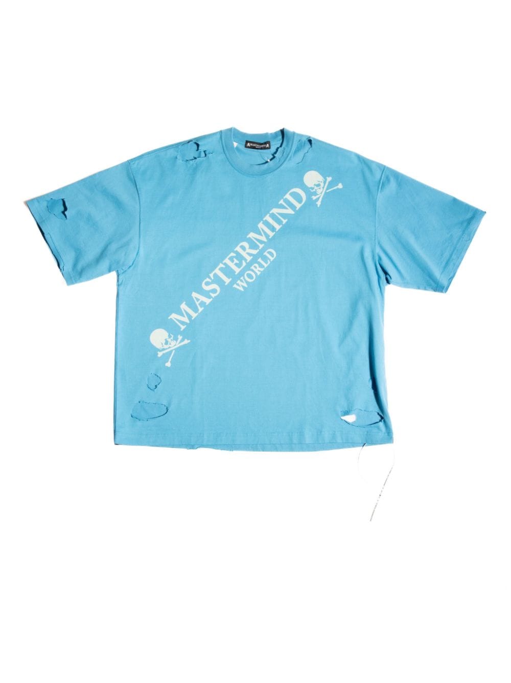Mastermind World logo-print distressed-effect T-shirt - Blue von Mastermind World