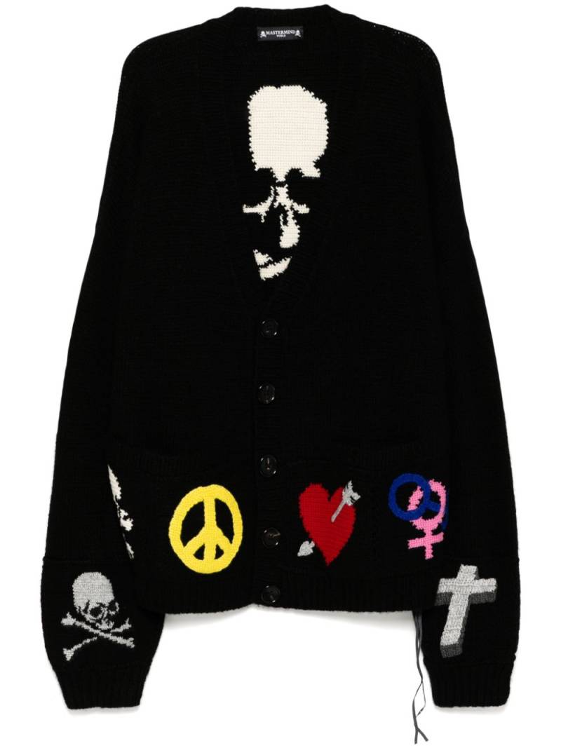 Mastermind World motif print cardigan - Black von Mastermind World